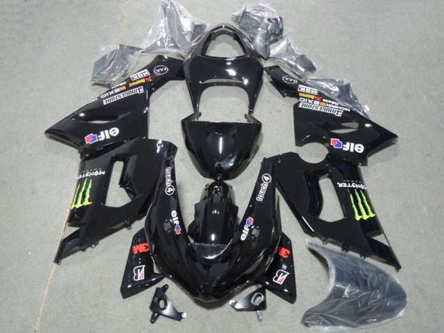 2005-2006 Kawasaki ZX6R Motorcycle Fairings - Glossy Black Green Monster UK