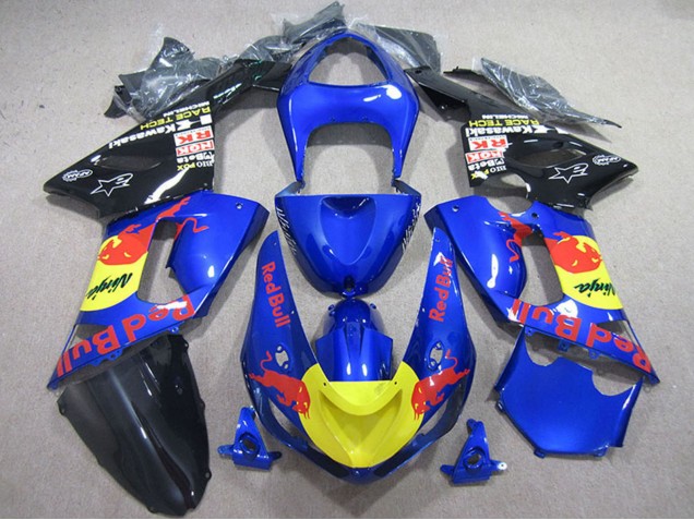 2005-2006 Kawasaki ZX6R Motorcycle Fairings - Blue Yellow Black Red Bull UK