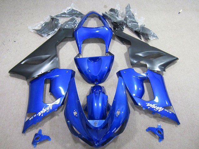 2005-2006 Kawasaki ZX6R Motorcycle Fairing - Blue Matte Black UK