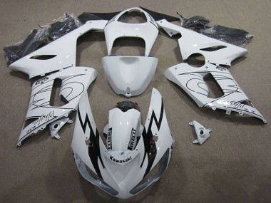 2005-2006 Kawasaki ZX6R Motorcycle Fairing Kits - White Black UK