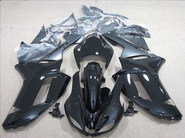 2007-2008 Kawasaki ZX6R Motorcycle Fairings - Black Silver UK