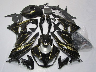 2009-2012 Kawasaki ZX6R Motorcycle Fairings - Glossy Black Silver Gold UK