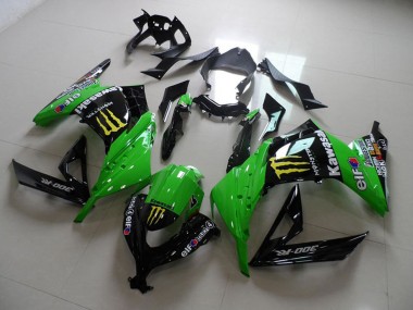 2013-2018 Kawasaki ZX300R Motorcycle Fairings - Green Glossy Black Yellow Elf Touch4 Monster UK