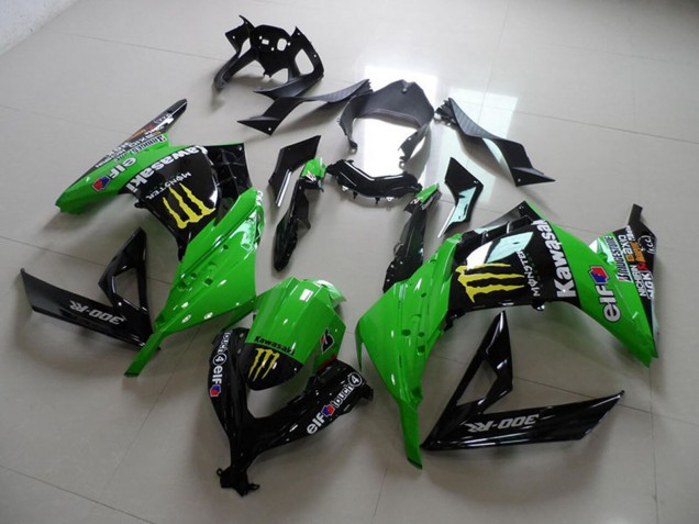2013-2018 Kawasaki ZX300R Motorcycle Fairings - Green Glossy Black Yellow Elf Touch4 Monster UK