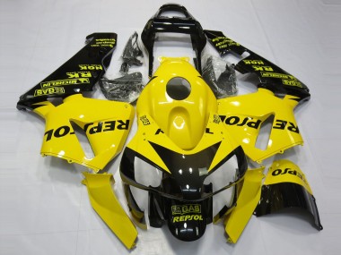 2003-2004 Honda CBR600RR Motorcycle Fairings - Yellow Glossy Black Repsol UK