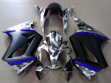 2002-2013 Honda VFR 800 Motorcycle Fairings - Grey Camouflage Blue Matte Black UK