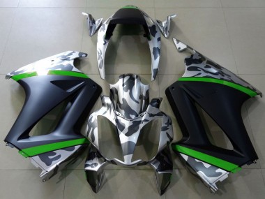 2002-2013 Honda VFR 800 Motorcycle Fairings - Grey Camouflage Green Matte Black UK
