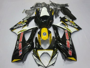 2007-2008 Suzuki GSXR 1000 Motorcycle Fairings - White Yellow Red Black Dunlop UK