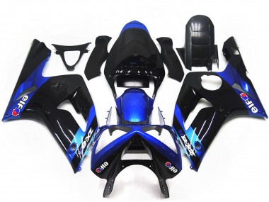 2003-2004 Kawasaki ZX6R Motorcycle Fairings - Blue Glossy Black Elf UK