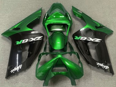 2003-2004 Kawasaki ZX6R Motorcycle Fairings - Green Glossy Black UK