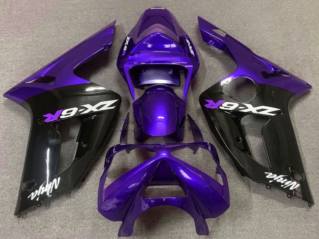 2003-2004 Kawasaki ZX6R Motorcycle Fairings - Purple Glossy Black UK