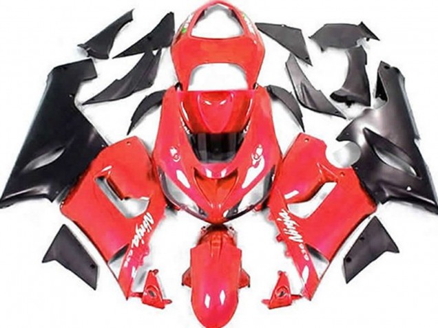 2005-2006 Kawasaki ZX6R Motorcycle Fairings - Red Matte Black UK