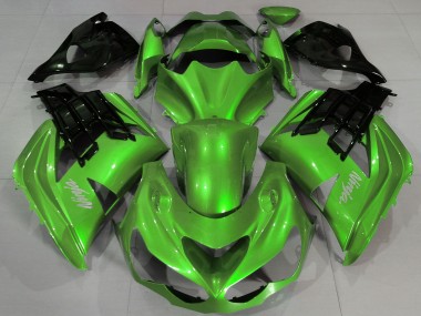 2012-2024 Kawasaki ZX14R ZZR1400 Motorcycle Fairings - Liquid Green Black UK