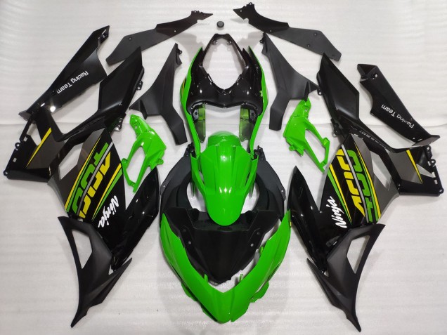 2018-2024 Kawasaki Ninja 400 Motorcycle Fairings - Green Glossy Black Matte Black OEM Style UK