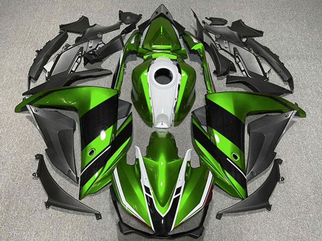 2015-2018 Yamaha R3 Motorcycle Fairings - Green White Glossy Black UK