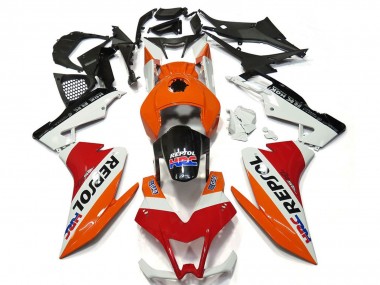 2012-2018 Aprilia RS4 125 Motorcycle Fairings - Orange White Red Glossy Black Repsol UK