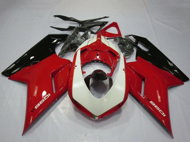 2007-2014 Ducati 1098 Motorcycle Fairings - Glossy Red White Glossy Black UK