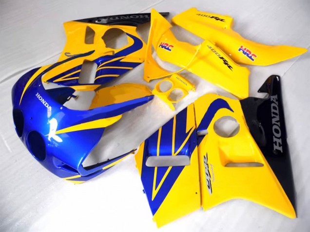 1987-1989 Honda CBR400RR NC23 Motorcycle Fairings - Yellow Blue Glossy Black UK