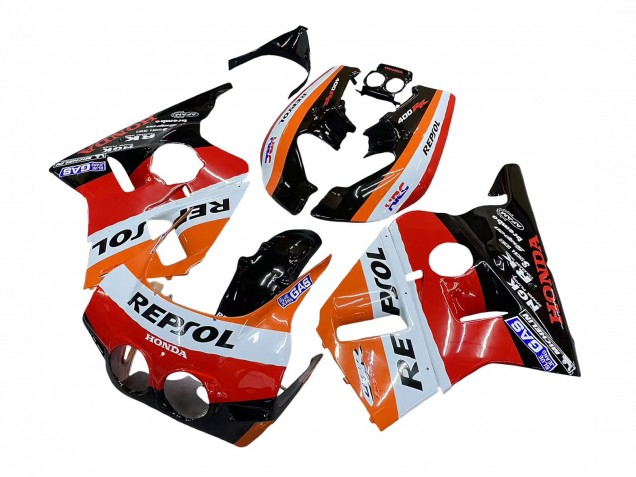 1987-1989 Honda CBR400RR NC23 Motorcycle Fairings - Orange White Red Glossy Black Repsol HRC UK