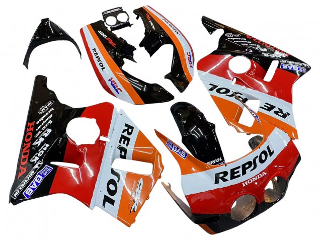 1987-1989 Honda CBR400RR NC23 Motorcycle Fairings - Orange White Red Glossy Black Repsol HRC UK