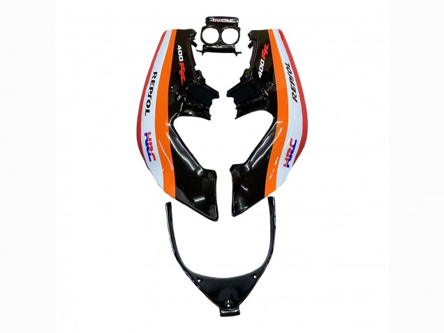 1987-1989 Honda CBR400RR NC23 Motorcycle Fairings - Orange White Red Glossy Black Repsol HRC UK