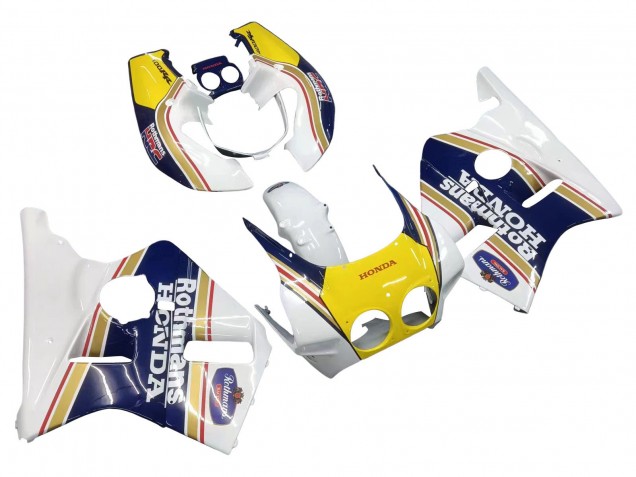 1987-1989 Honda CBR400RR NC23 Motorcycle Fairings - White Yellow Blue Rothmans UK