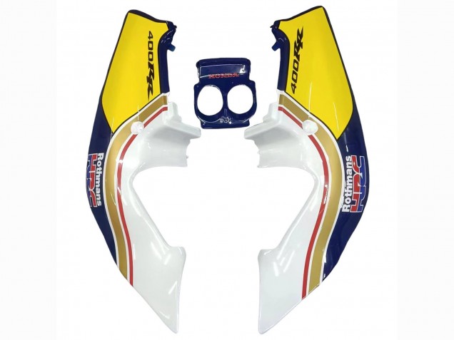 1987-1989 Honda CBR400RR NC23 Motorcycle Fairings - White Yellow Blue Rothmans UK