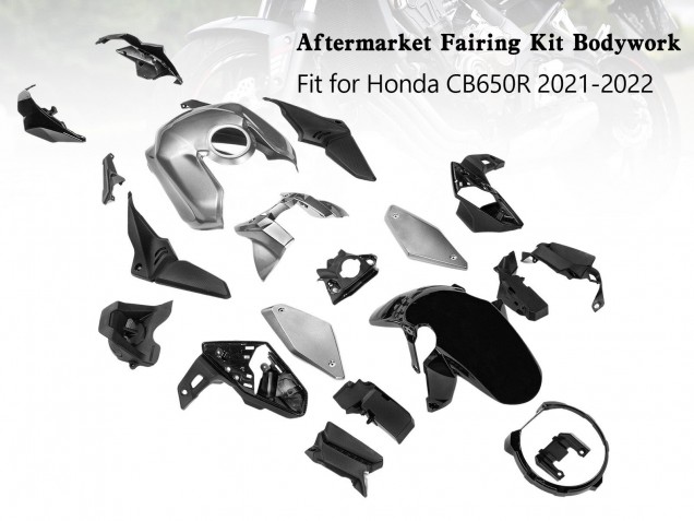 2019-2022 Honda CB650R Motorcycle Fairings - Silver Black UK