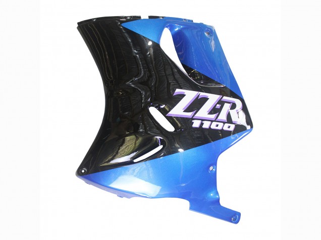 1990-1992 Kawasaki ZZR1100 Motorcycle Fairings - Blue Glossy Black UK