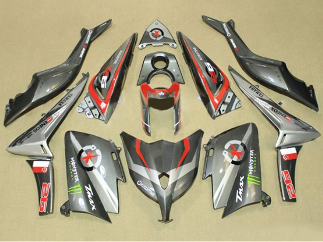 2012-2014 Yamaha TMAX530 Motorcycle Fairings - Grey Red Monster ENEOS UK