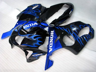 1999-2000 Honda CBR600 F4 Motorcycle Fairings - Glossy Black Blue Flame UK