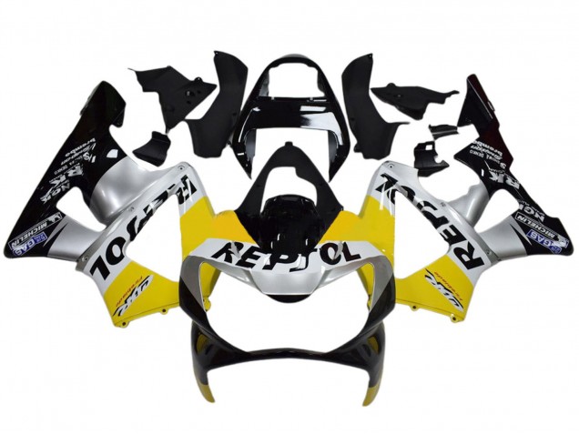 2000-2001 Honda CBR900RR 929 Motorcycle Fairings - Yellow Silver Glossy Black Repsol UK