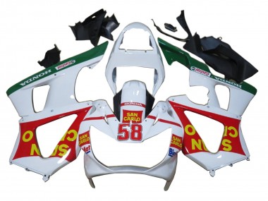 2000-2001 Honda CBR900RR 929 Motorcycle Fairings - White Red Green Castrol San Carlo UK