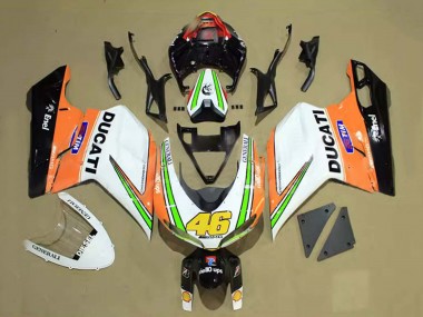 2007-2014 Ducati 848/1098/1198 Motorcycle Fairings - White Orange Green Glossy Black Tim 46 UK