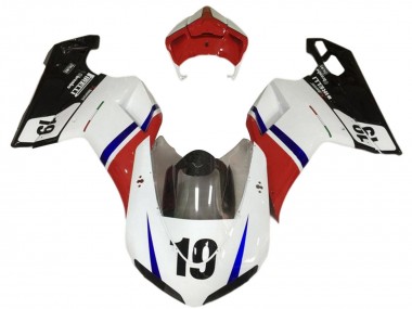 2007-2014 Ducati 848/1098/1198 Motorcycle Fairings - White Red Blue Glossy Black 19 UK