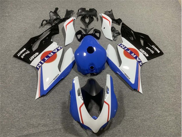 2011-2014 Ducati Panigale 899/1199 Motorcycle Fairings - White Blue Glossy Black Martini UK