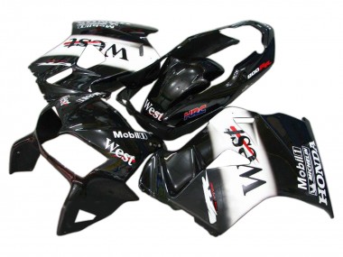 1998-2001 Honda VFR 800 Motorcycle Fairings - Glossy Black White West HRC UK