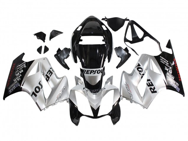 2002-2013 Honda VFR 800 Motorcycle Fairings - Silver Glossy Black Repsol UK