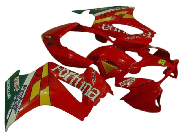 2002-2013 Honda VFR 800 Motorcycle Fairings - Red Yellow Green Fortuna Castrol Valsir 33 UK