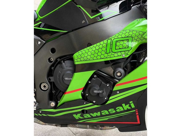 2021-2025 Kawasaki ZX10R Motorcycle Fairings - Green Glossy Black UK