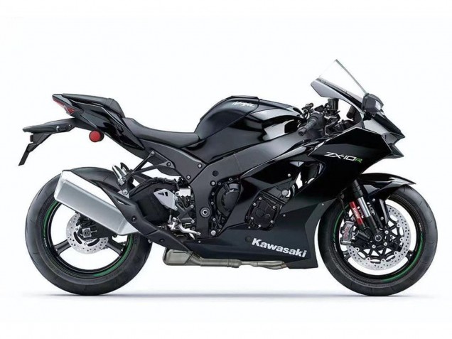 2021-2025 Kawasaki ZX10R Motorcycle Fairings - Black White Green Decal UK