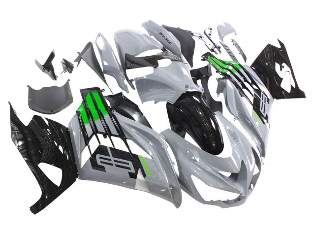 2012-2024 Kawasaki ZX14R ZZR1400 Motorcycle Fairings - Grey Green Black UK