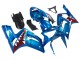 2003-2004 Kawasaki ZX6R Motorcycle Fairings - Blue White Red Shark UK