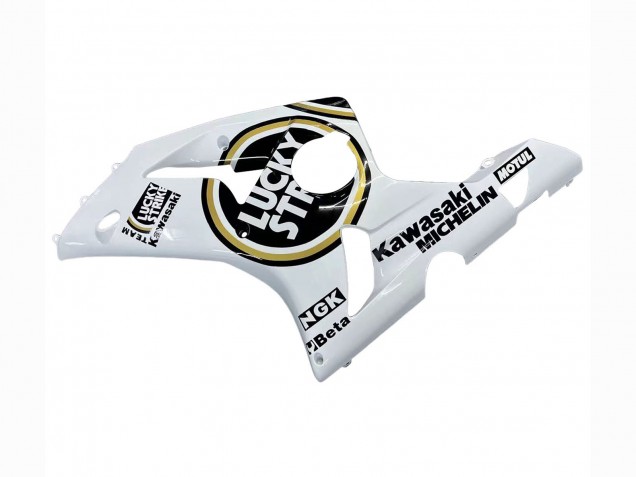 2003-2004 Kawasaki ZX6R Motorcycle Fairings - White Black Motul Lucky Strike UK