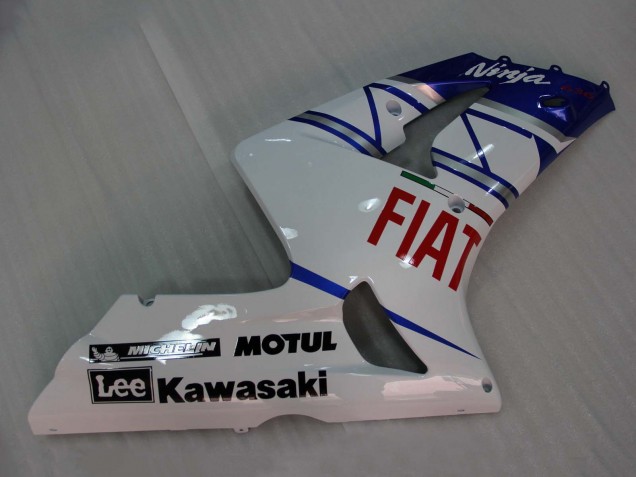 2003-2004 Kawasaki ZX6R Motorcycle Fairings - White Blue Red Fiat UK