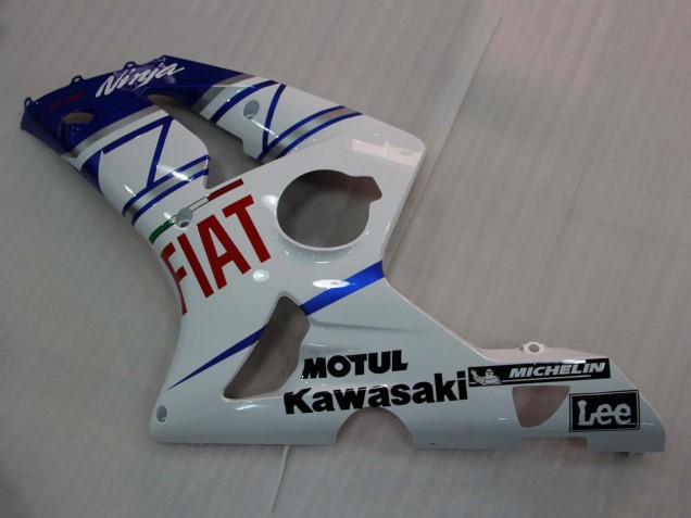 2003-2004 Kawasaki ZX6R Motorcycle Fairings - White Blue Red Fiat UK