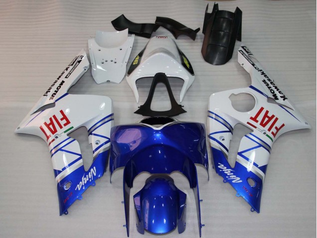 2003-2004 Kawasaki ZX6R Motorcycle Fairings - White Blue Red Fiat UK