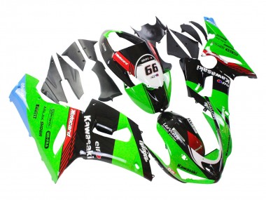 2005-2006 Kawasaki ZX6R Motorcycle Fairings - Green Red Black Elf 66 UK