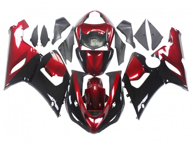 2005-2006 Kawasaki ZX6R Motorcycle Fairing - Red Glossy Black UK