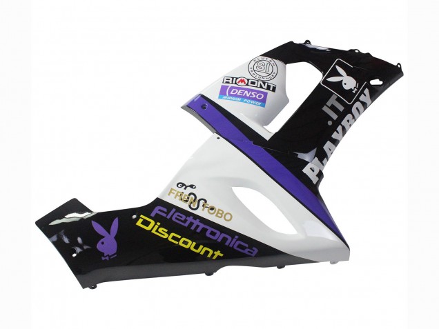 2005-2006 Kawasaki ZX6R Motorcycle Fairings - White Purple Black Rizoma Playboy DENSO UK